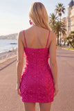 Lilac Bodycon Spaghetti Straps Floral Beaded Homecoming Dress with Bow