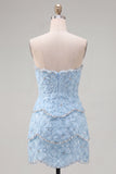 Sweetheart Bodycon Blue Homecoming Dress with Beading
