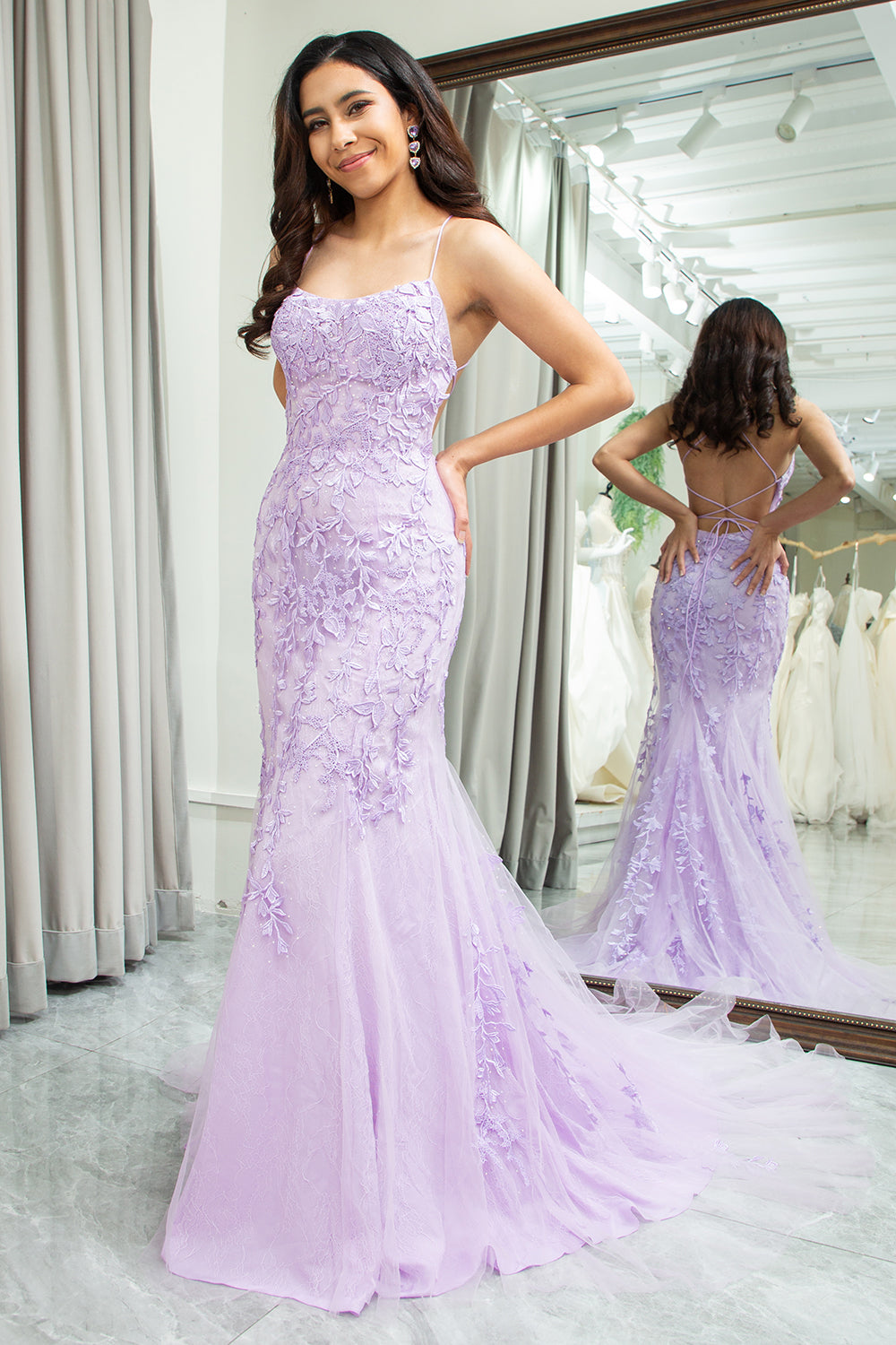 Lilac mermaid bridesmaid dress clearance