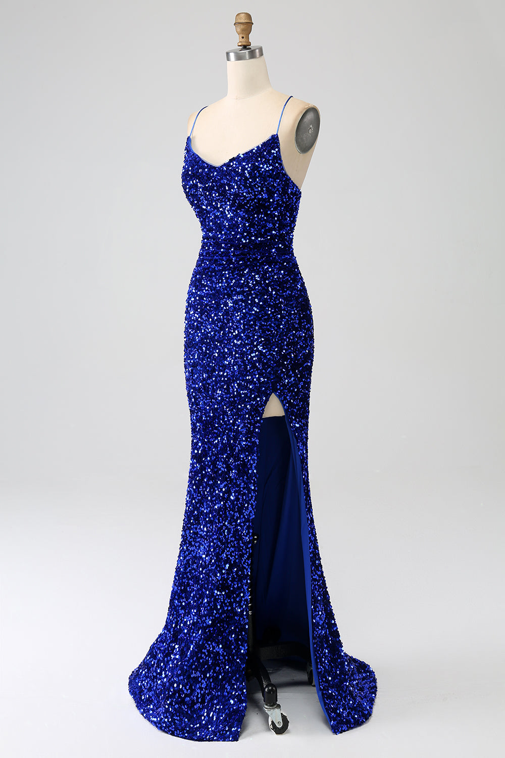 Wedtrend Women Royal Blue Long Prom Dress Mermaid Spaghetti Straps V-Neck Sequin Evening Dress With Split WEDTREND Wedtrend Women Royal Blue Long Prom Dress Mermaid Spaghetti Straps V-Neck Sequin Evening Dress With Split WEDTREND