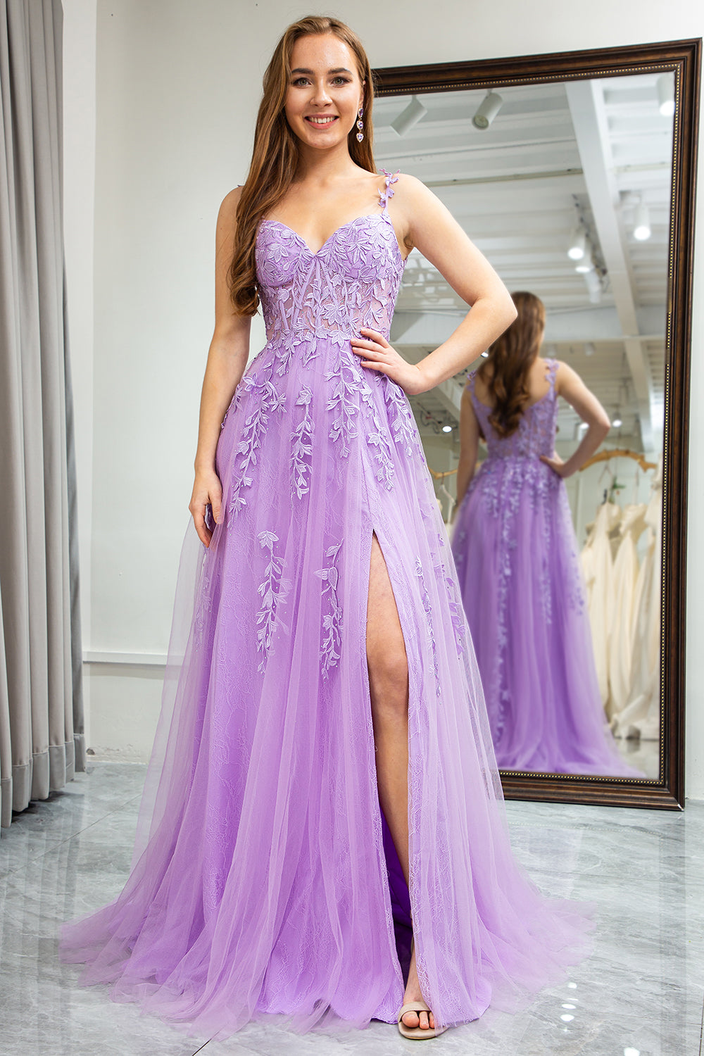 tangled inspired prom dress Wedtrend Women Navy Prom Dress A Line Spaghetti Straps Corset Tulle Long Party Dress with Appliques – WEDTREND