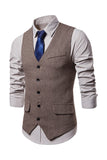 Men's Single Breasted V-Neck Black Suit Vests