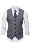 Men's Single Breasted V-Neck Black Suit Vests