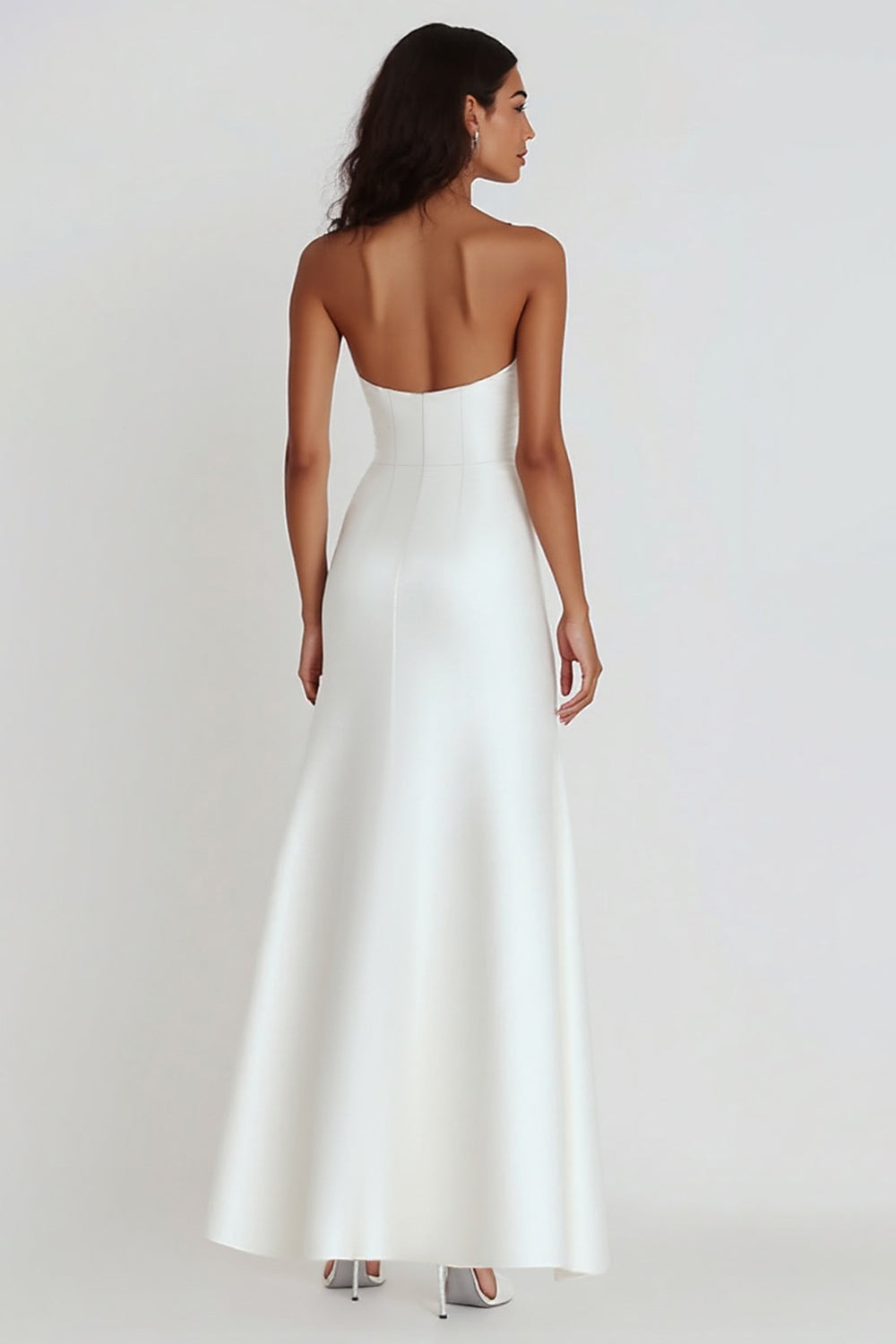Wedtrend Women Simple Graduation Dress with Ruffles Sheath Strapless Satin Asymmetrical Formal Dress WEDTREND Wedtrend Women Simple Graduation Dress with Ruffles Sheath Strapless Satin Asymmetrical Formal Dress WEDTREND