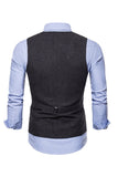 Men's Single Breasted V-Neck Black Suit Vests