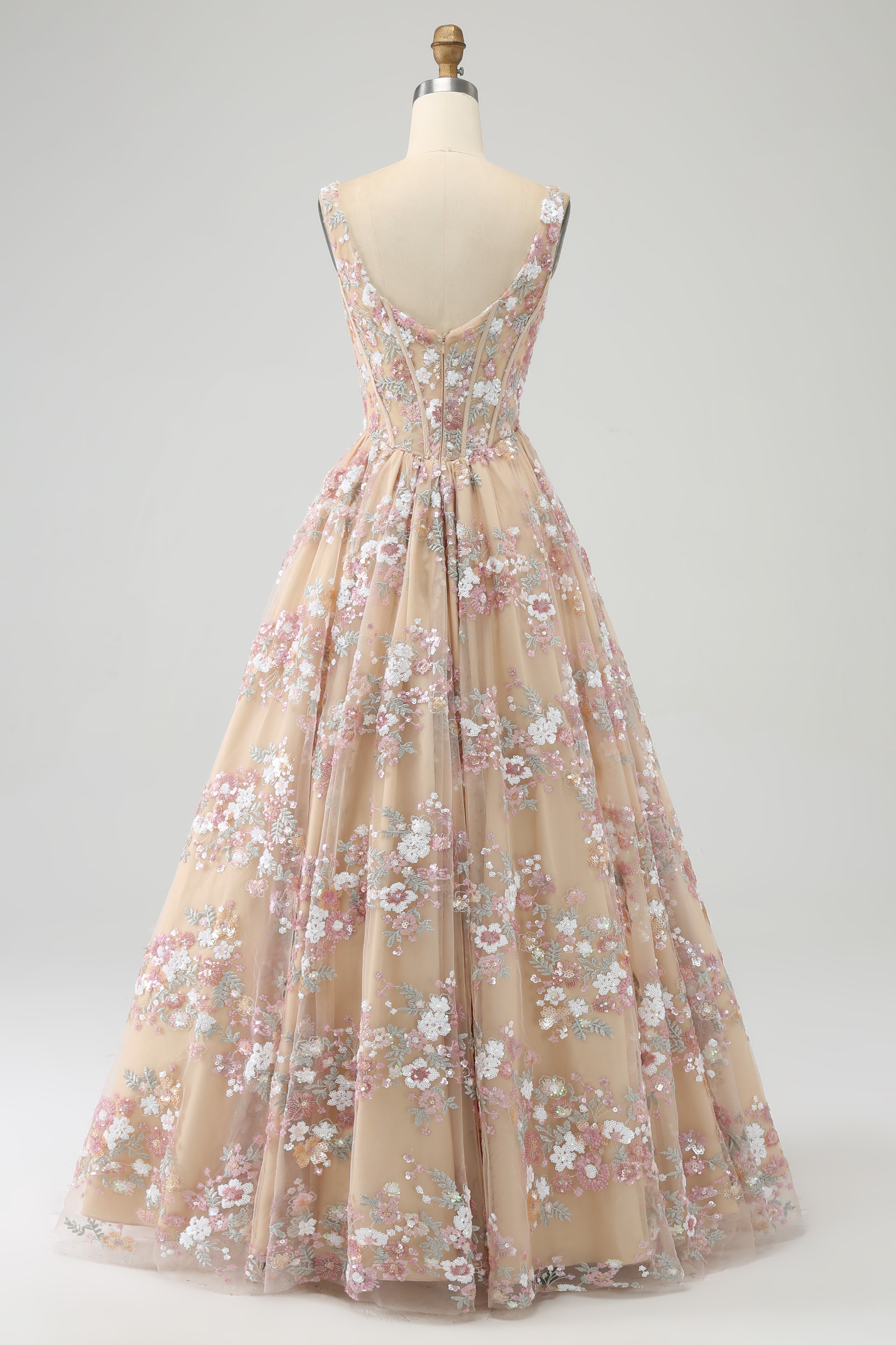 pink champagne colored prom dresses ZAPAKA Women Champagne Mermaid Long Prom Dress with Slit Spaghetti Straps Sheer Corset Satin Beaded Formal Dress with Side Streamer, Champagne / US10
