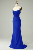 Dark Green Mermaid Spaghetti Straps Long Prom Dress with Beading