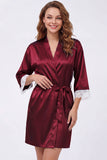 Blush Satin Robe with Lace - Getting Ready Robe for Brides & Bridesmaids