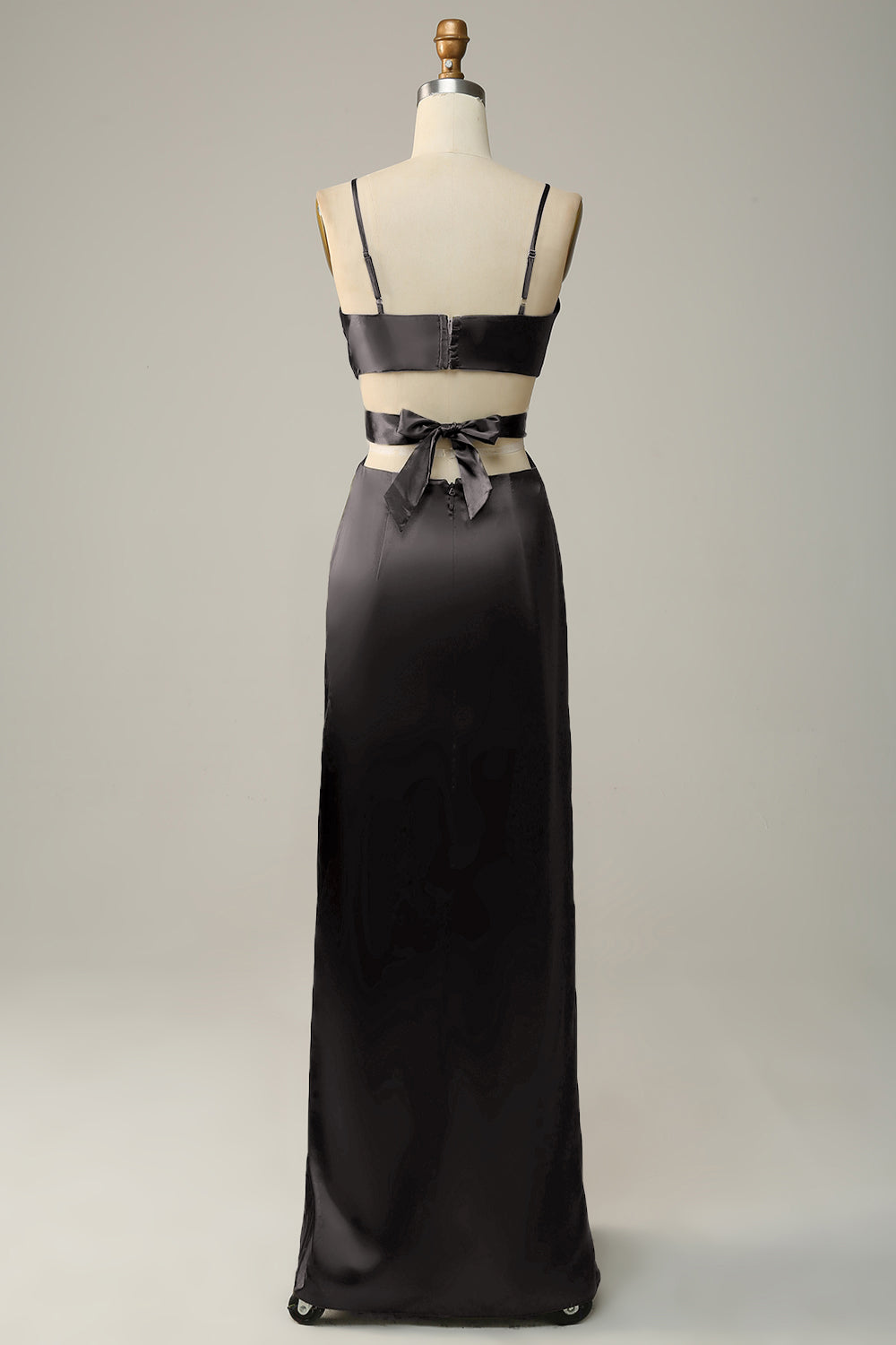 Wedtrend Women Dark Green Bridesmaid Dress Sheath Spaghetti Straps Cut Out Satin Long Wedding Guest Dress, Black Wedtrend Women Dark Green Bridesmaid Dress Sheath Spaghetti Straps Cut Out Satin Long Wedding Guest Dress, Black