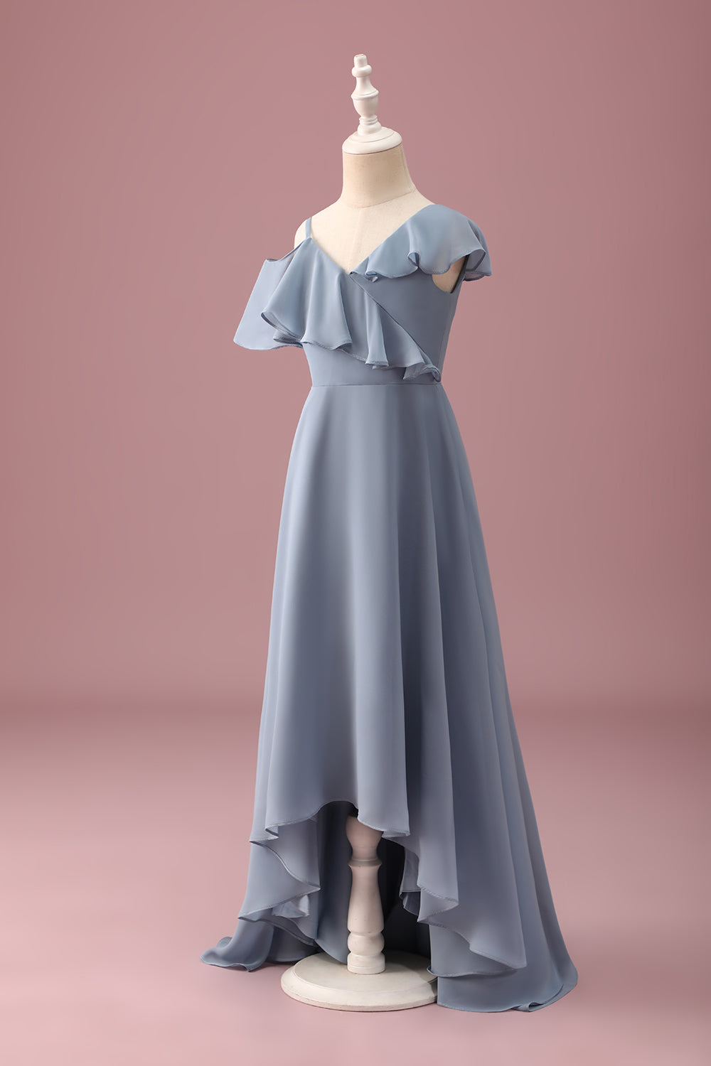 Wedtrend Women Grey Blue V-neck A-Line Chiffon High Low Junior Bridesmaid Dress WEDTREND Wedtrend Women Grey Blue V-neck A-Line Chiffon High Low Junior Bridesmaid Dress WEDTREND