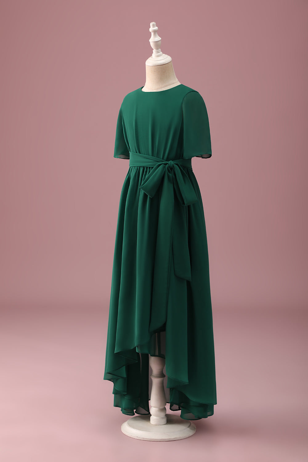 Wedtrend Women Dark Green A-Line Round Neck Chiffon High Low Junior Bridesmaid Dress WEDTREND Wedtrend Women Dark Green A-Line Round Neck Chiffon High Low Junior Bridesmaid Dress WEDTREND