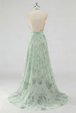 Halter Dusty Sage A Line Backless Maxi Prom Dress