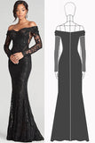 Black Off The Shoulder Sheath Mesh Lace Formal Dress