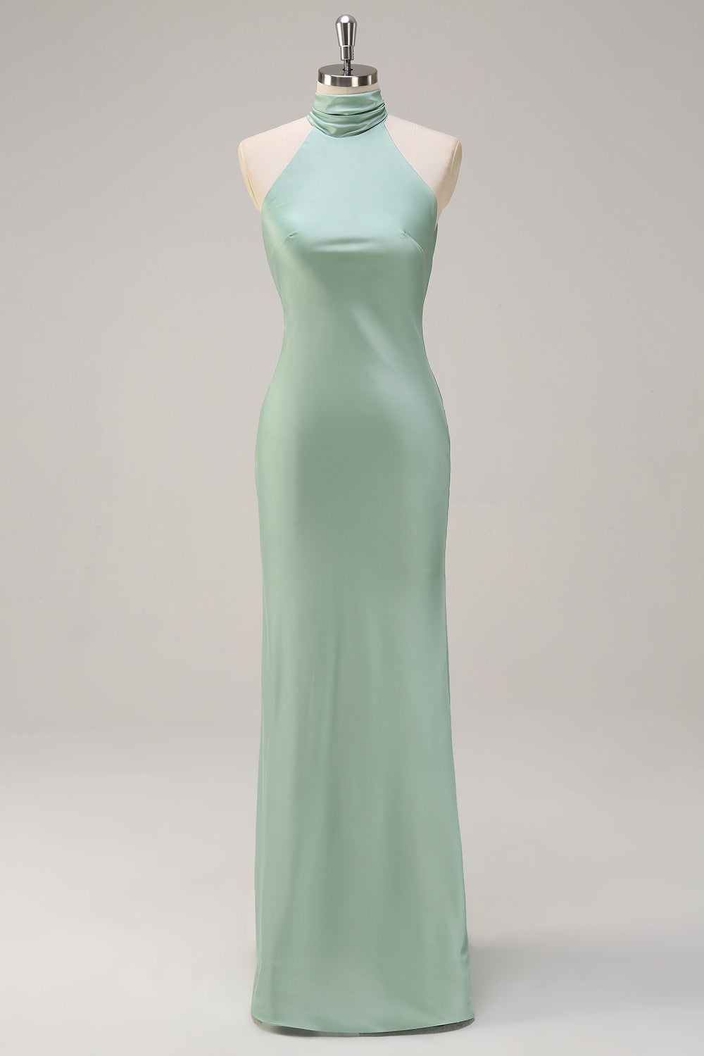 Wedtrend Women Agave Long Bridesmaid Dress with Open Back Sheath Halter Satin Floor Length Wedding Guest Dress, Agave / US10 Wedtrend Women Agave Long Bridesmaid Dress with Open Back Sheath Halter Satin Floor Length Wedding Guest Dress, Agave / US10