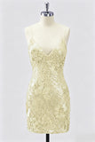Sequin Bodycon Spaghetti Straps Dark Green Homecoming Dress