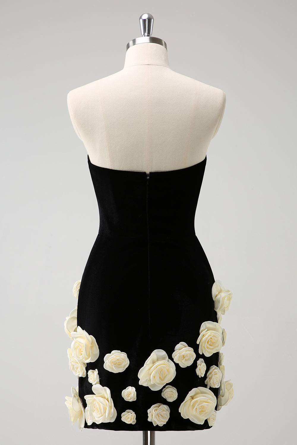 Wedtrend Women Elegant Black Tight Homecoming Dress with 3D Flowers Strapless Short Cocktail Dress WEDTREND Wedtrend Women Elegant Black Tight Homecoming Dress with 3D Flowers Strapless Short Cocktail Dress WEDTREND