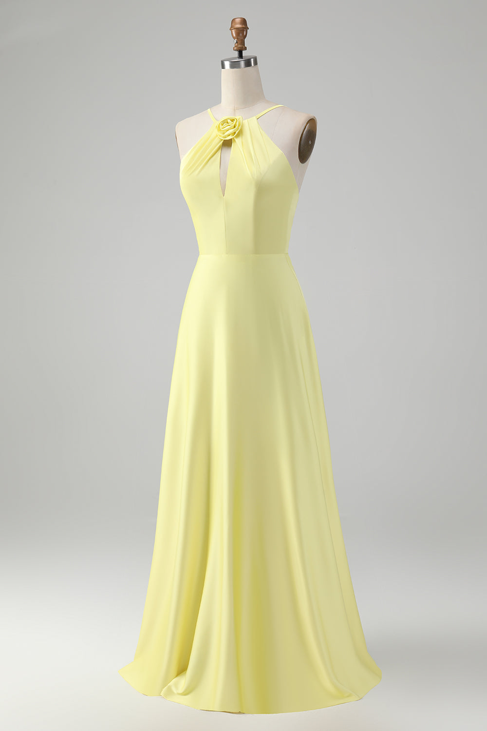 Wedtrend Women Stylish Yellow Bridesmaid Dress with Flower A Line Halter Pleated Long Wedding Party Guest Dress WEDTREND Wedtrend Women Stylish Yellow Bridesmaid Dress with Flower A Line Halter Pleated Long Wedding Party Guest Dress WEDTREND