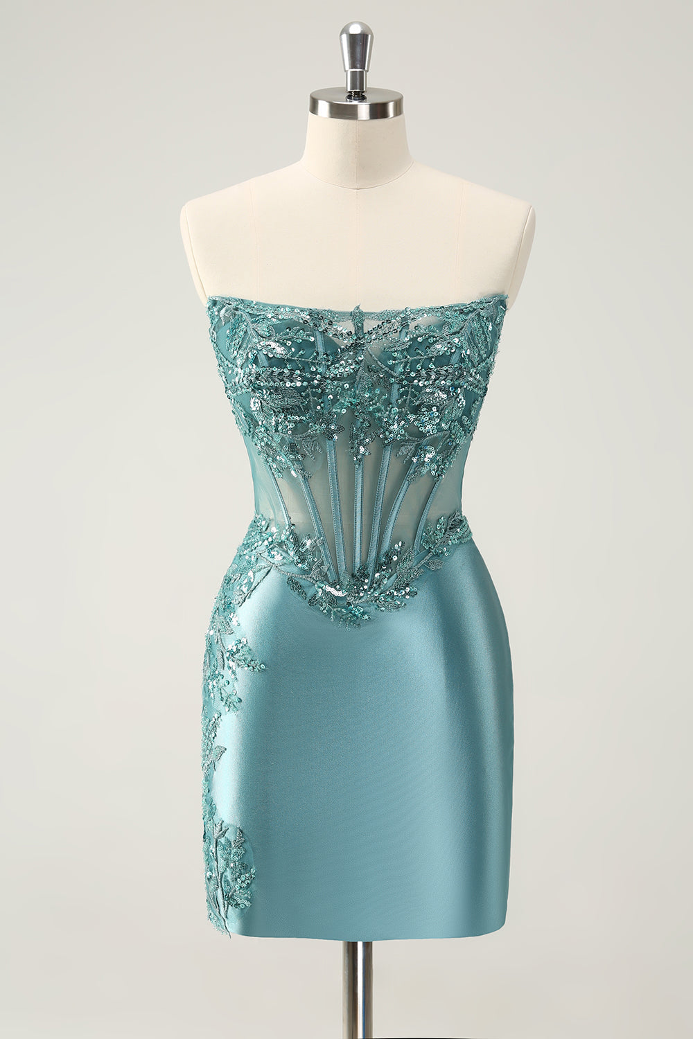 Wedtrend Women Glitter Peacock Blue Tight Homecoming Dress Strapless Corset Sequined Appliques Short Prom Dress WEDTREND Wedtrend Women Glitter Peacock Blue Tight Homecoming Dress Strapless Corset Sequined Appliques Short Prom Dress WEDTREND