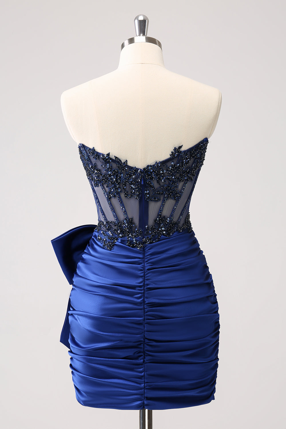 Wedtrend Women Unique Peacock Homecoming Dress with Bowknot Tight Strapless Corset Pleated Beaded Cocktail Party Dress, Navy / US16 Wedtrend Women Unique Peacock Homecoming Dress with Bowknot Tight Strapless Corset Pleated Beaded Cocktail Party Dress, Navy / US16