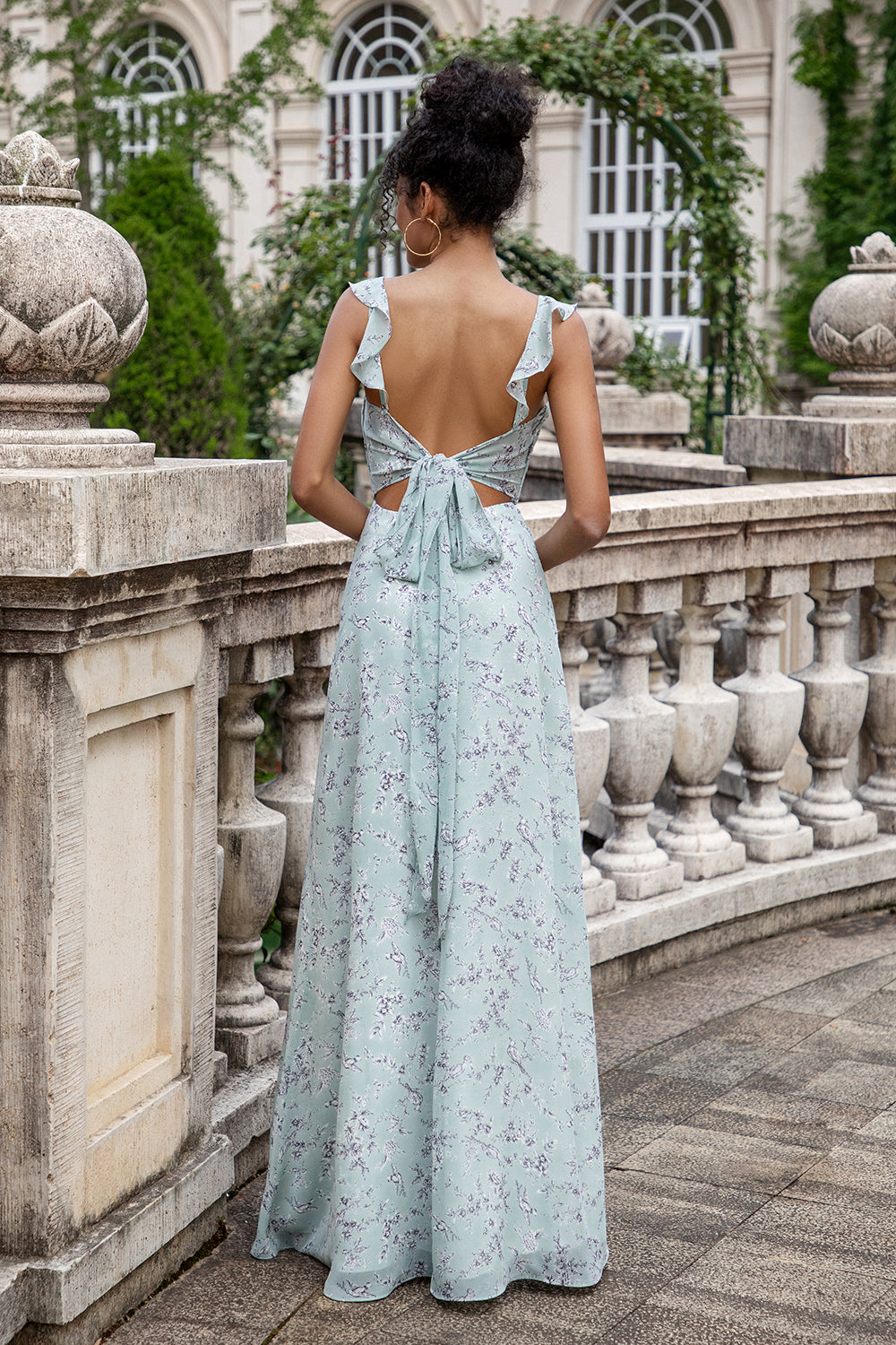 Wedtrend Women Grey Green Sheath Bridesmaid Dress with Slit Floral Print Lace Up Back Maxi Wedding Party Guest Dress, Grey Green / US14 Wedtrend Women Grey Green Sheath Bridesmaid Dress with Slit Floral Print Lace Up Back Maxi Wedding Party Guest Dress, Grey Green / US14