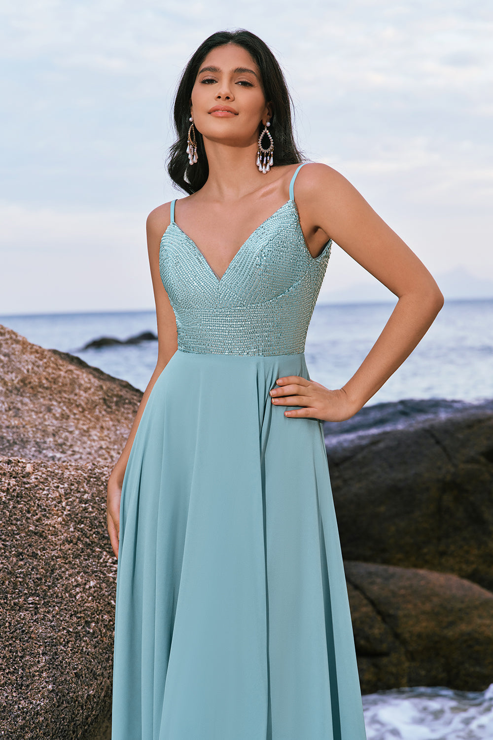 Wedtrend Women Glitter Bridesmaid Dress with Slit Grey Green A-Line Sequin Chiffon Long Evening Dress WEDTREND Wedtrend Women Glitter Bridesmaid Dress with Slit Grey Green A-Line Sequin Chiffon Long Evening Dress WEDTREND