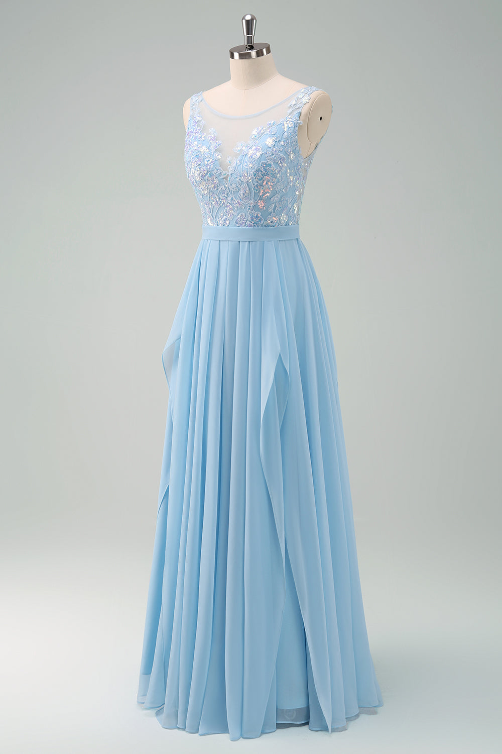 Wedtrend Women Sparkly Sky Blue Bridesmaid Dress A Line Bateau Neck Pleated Long Wedding Guest Dress – WEDTREND Wedtrend Women Sparkly Sky Blue Bridesmaid Dress A Line Bateau Neck Pleated Long Wedding Guest Dress – WEDTREND
