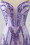 Gorgeous Blue Bodycon Spaghetti Straps Corset Homecoming Dress with Sequins