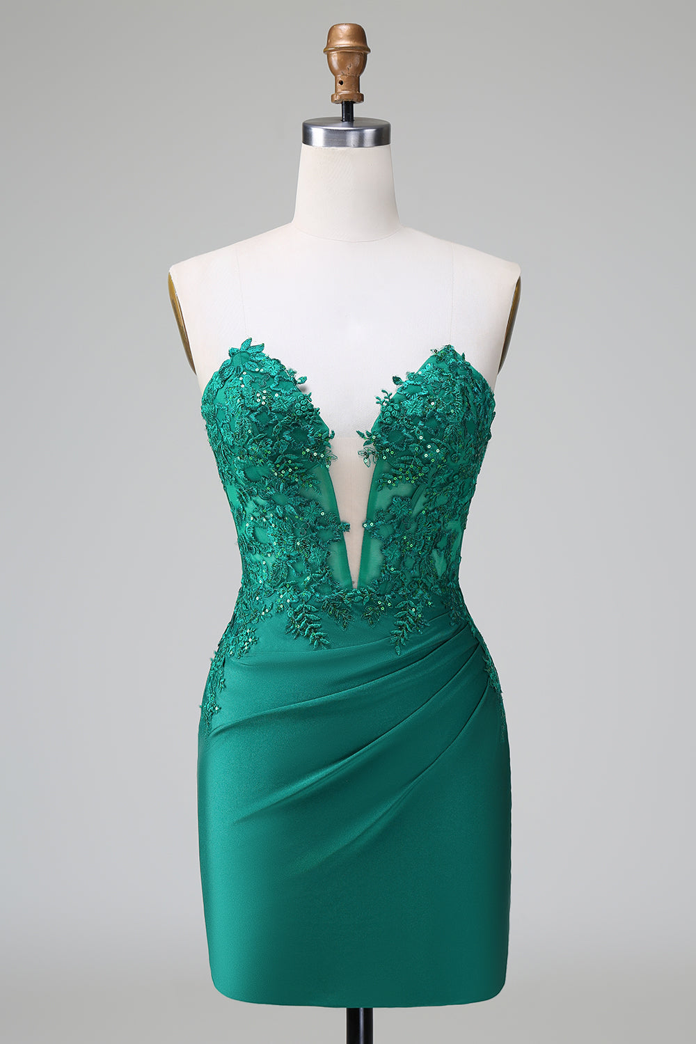 Wedtrend Women Classy Dark Green Bodycon Short Homecoming Dress with Beading Strapless Pleated Cocktail Dress with Appliques WEDTREND Wedtrend Women Classy Dark Green Bodycon Short Homecoming Dress with Beading Strapless Pleated Cocktail Dress with Appliques WEDTREND