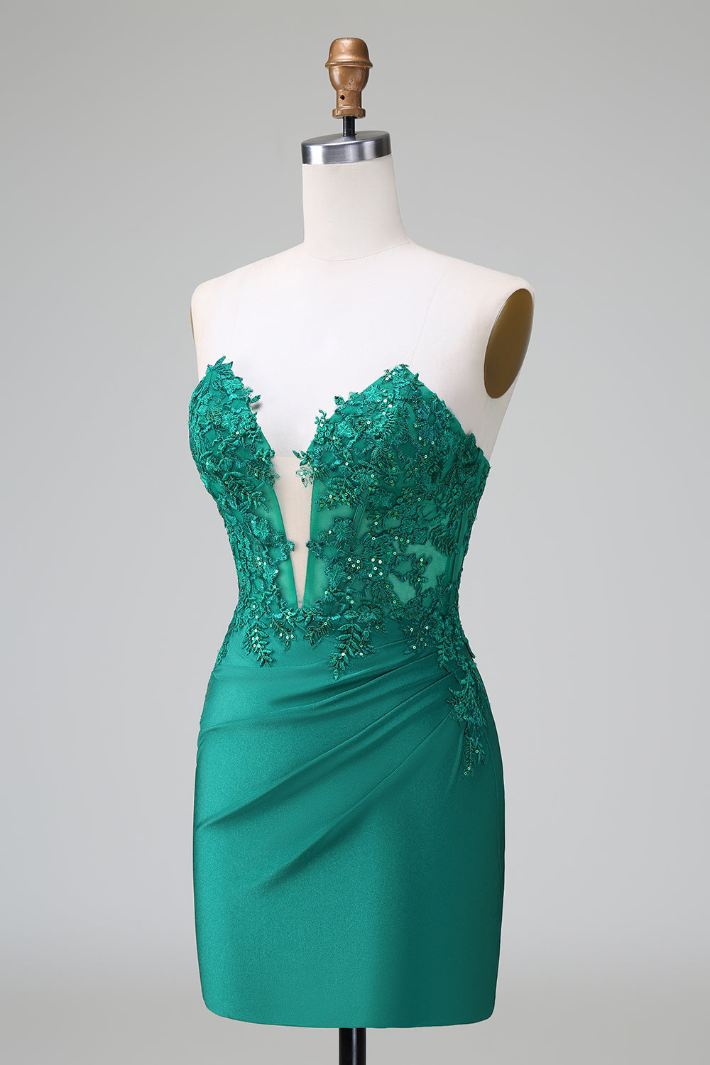 Wedtrend Women Classy Dark Green Bodycon Short Homecoming Dress with Beading Strapless Pleated Cocktail Dress with Appliques WEDTREND Wedtrend Women Classy Dark Green Bodycon Short Homecoming Dress with Beading Strapless Pleated Cocktail Dress with Appliques WEDTREND