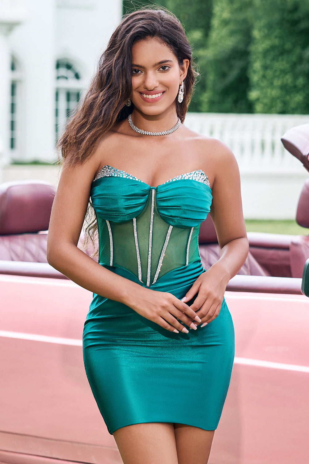 Wedtrend Women Unique Dark Green Tight Homecoming Dress with Beading Sweetheart Pleated Corset Short Cocktail Party Dress WEDTREND Wedtrend Women Unique Dark Green Tight Homecoming Dress with Beading Sweetheart Pleated Corset Short Cocktail Party Dress WEDTREND