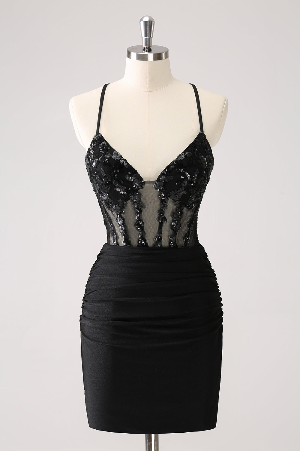 Wedtrend Women Sparkly Unique Black Tight Spaghetti Straps Sequin Homecoming Dress with Lace Up Back WEDTREND Wedtrend Women Sparkly Unique Black Tight Spaghetti Straps Sequin Homecoming Dress with Lace Up Back WEDTREND