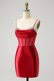 Chic Dark Green Bodycon Pleated Corset Short Homecoming Dress with Beading