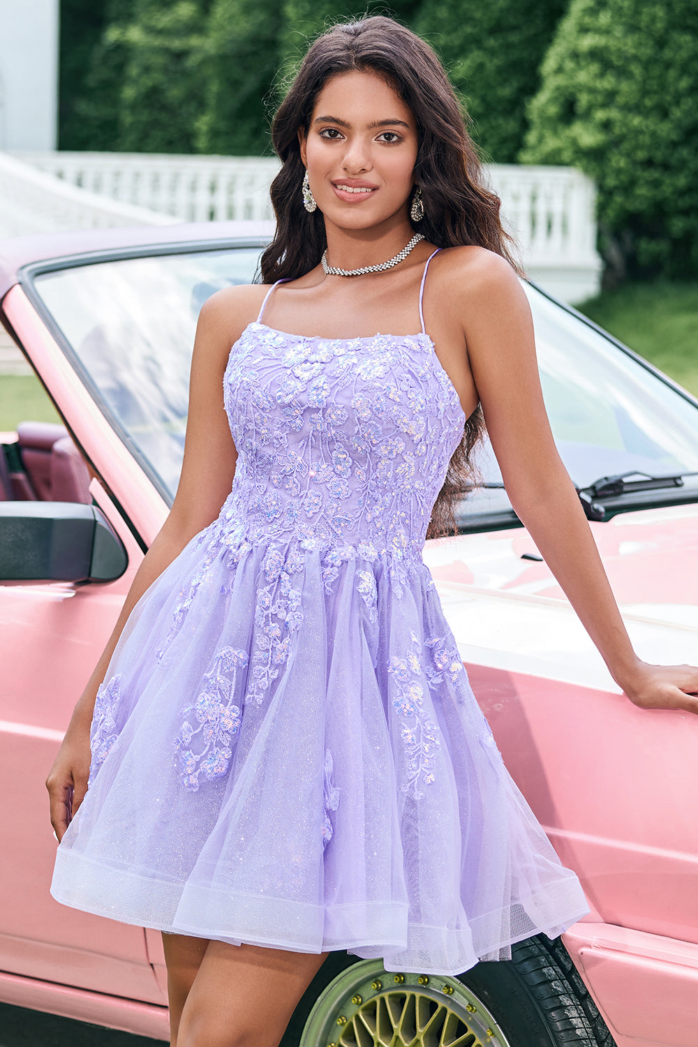 Wedtrend Women Sparkly Lilac Cute Homecoming Dress with Appliques A Line Lace Up Back Sequin Short Prom Dress WEDTREND Wedtrend Women Sparkly Lilac Cute Homecoming Dress with Appliques A Line Lace Up Back Sequin Short Prom Dress WEDTREND