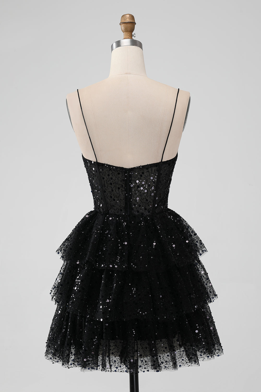 Wedtrend Women Sparkly Black Homecoming Dress with Sequins A Line Spaghetti Straps Tiered Short Prom Dress WEDTREND Wedtrend Women Sparkly Black Homecoming Dress with Sequins A Line Spaghetti Straps Tiered Short Prom Dress WEDTREND