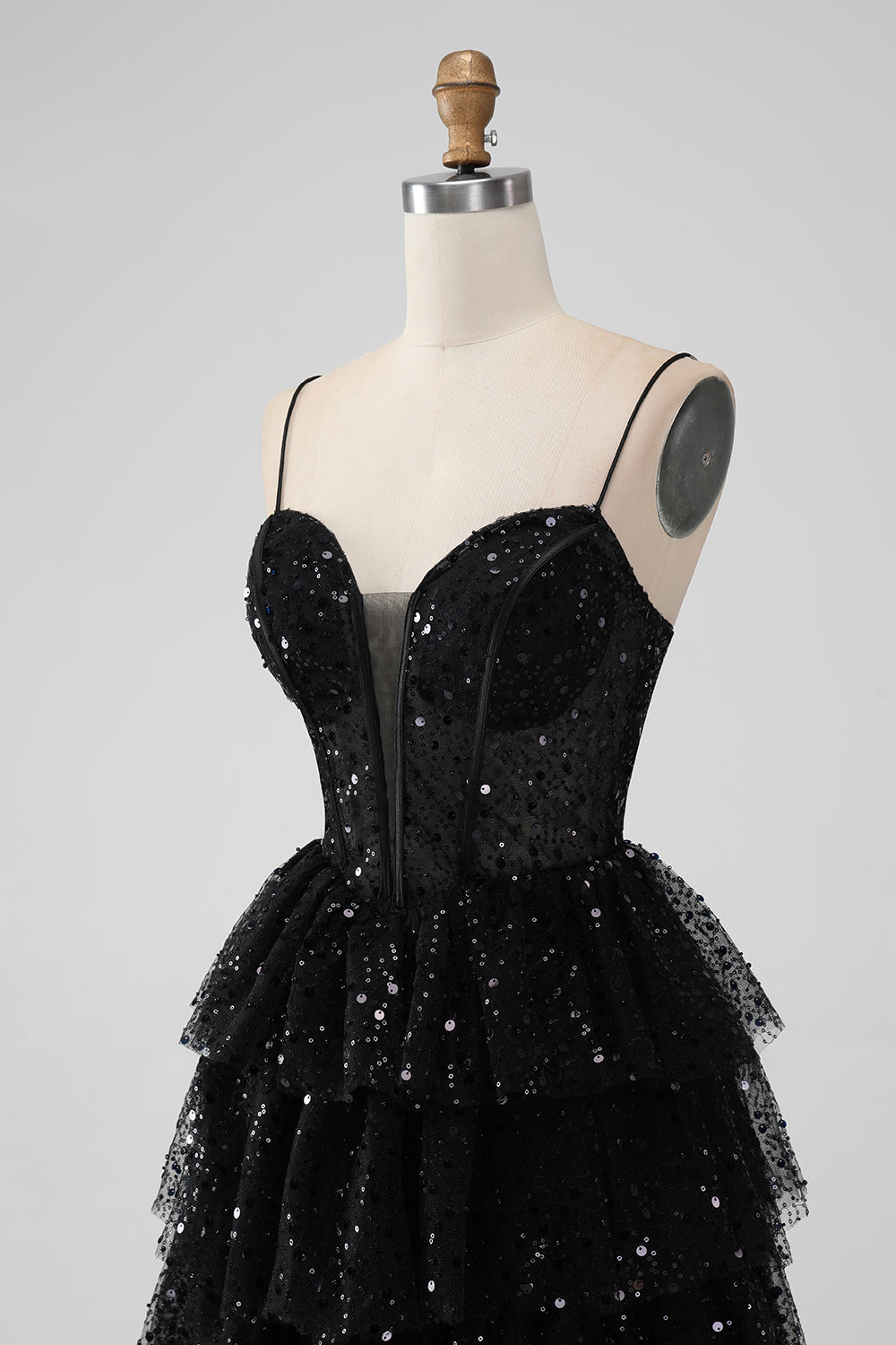 Wedtrend Women Sparkly Black Homecoming Dress with Sequins A Line Spaghetti Straps Tiered Short Prom Dress WEDTREND Wedtrend Women Sparkly Black Homecoming Dress with Sequins A Line Spaghetti Straps Tiered Short Prom Dress WEDTREND