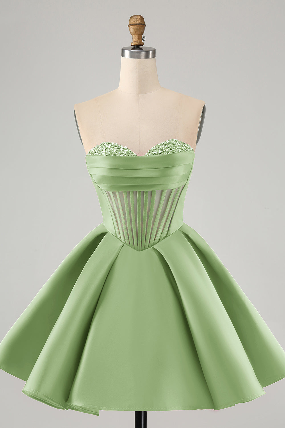Wedtrend Women Cute Green Short Homecoming Dress with Beading A Line Sweetheart Corset Cocktail Party Dress, Green / US16W Wedtrend Women Cute Green Short Homecoming Dress with Beading A Line Sweetheart Corset Cocktail Party Dress, Green / US16W
