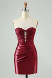 Navy Bodycon Sweetheart Corset Beaded Short Homecoming Dress with Hollow Out