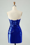 Sexy Bodycon Fuchsia Sweetheart Corset Hollow Out Beaded Short Homecoming Dress