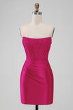 Stylish Purple Bodycon Pleated Beaded Corset Short Homecoming Dress