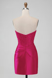 Stylish Purple Bodycon Pleated Beaded Corset Short Homecoming Dress