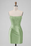 Stylish Purple Bodycon Pleated Beaded Corset Short Homecoming Dress