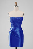 Stylish Purple Bodycon Pleated Beaded Corset Short Homecoming Dress