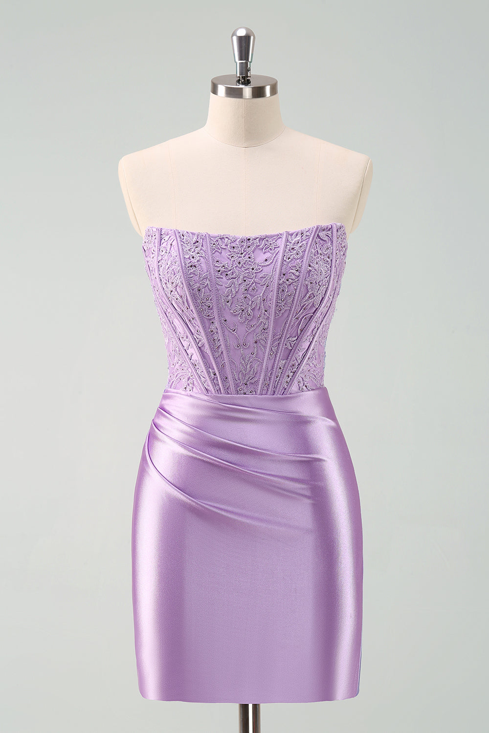 purple strapless homecoming dress Suzhoufashion Purple Homecoming Dresses Strapless Tight Corset Prom Dress with Sequin