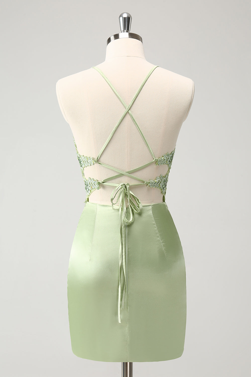 Wedtrend Women Stylish Green Short Homecoming Dress with Appliques Sheath Criss Cross Back Corset Cocktail Party Dress WEDTREND Wedtrend Women Stylish Green Short Homecoming Dress with Appliques Sheath Criss Cross Back Corset Cocktail Party Dress WEDTREND