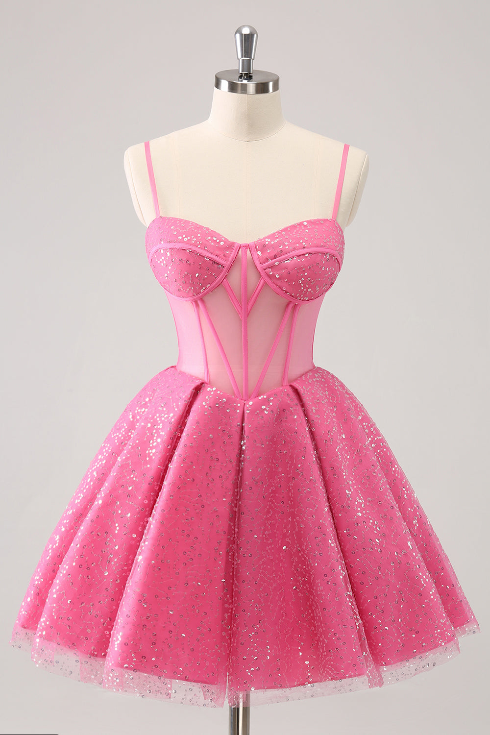 Wedtrend Women Sparkly Cute Pink Homecoming Dress with Sequins Spaghetti Straps A Line Corset Short Cocktail Dress WEDTREND Wedtrend Women Sparkly Cute Pink Homecoming Dress with Sequins Spaghetti Straps A Line Corset Short Cocktail Dress WEDTREND