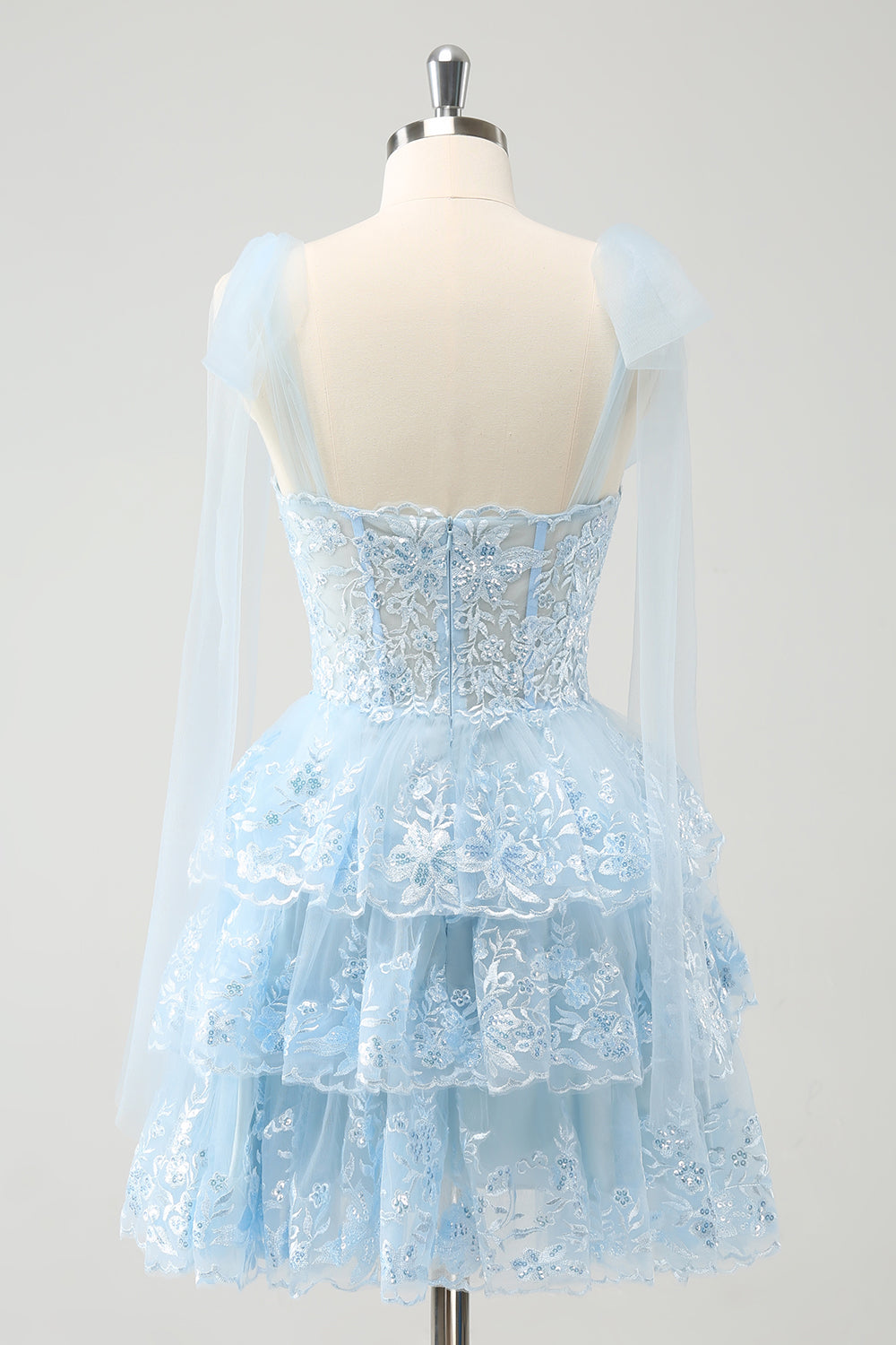 Wedtrend Women Cute Sparkly Blue Short Homecoming Dress A Line V Neck Corset Tiered Cocktail Party Dress WEDTREND Wedtrend Women Cute Sparkly Blue Short Homecoming Dress A Line V Neck Corset Tiered Cocktail Party Dress WEDTREND