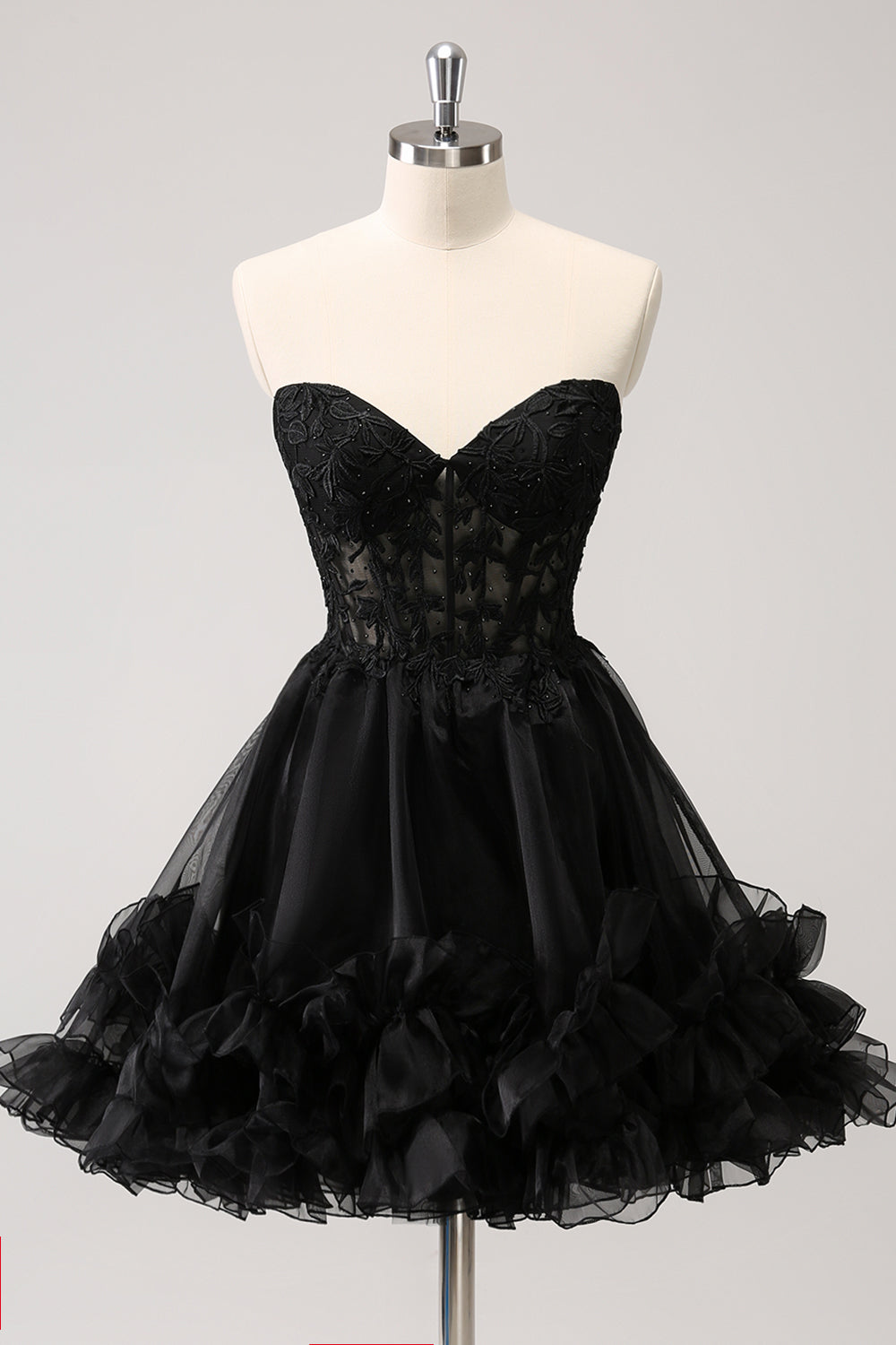 Wedtrend Women Sparkly Black Homecoming Dress with Lace Up Back A Line Sweetheart Corset Beaded Short Ruffle Cocktail Dress WEDTREND Wedtrend Women Sparkly Black Homecoming Dress with Lace Up Back A Line Sweetheart Corset Beaded Short Ruffle Cocktail Dress WEDTREND