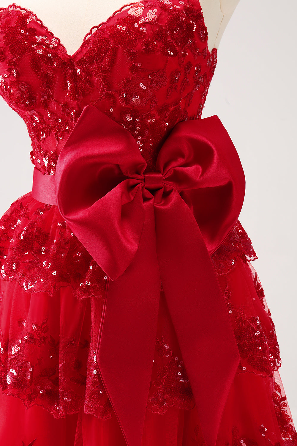 Wedtrend Women Sparkly Red Ruffle Homecoming Dress with Bows A Line Sweetheart Corset Tiered Cocktail Dress WEDTREND Wedtrend Women Sparkly Red Ruffle Homecoming Dress with Bows A Line Sweetheart Corset Tiered Cocktail Dress WEDTREND
