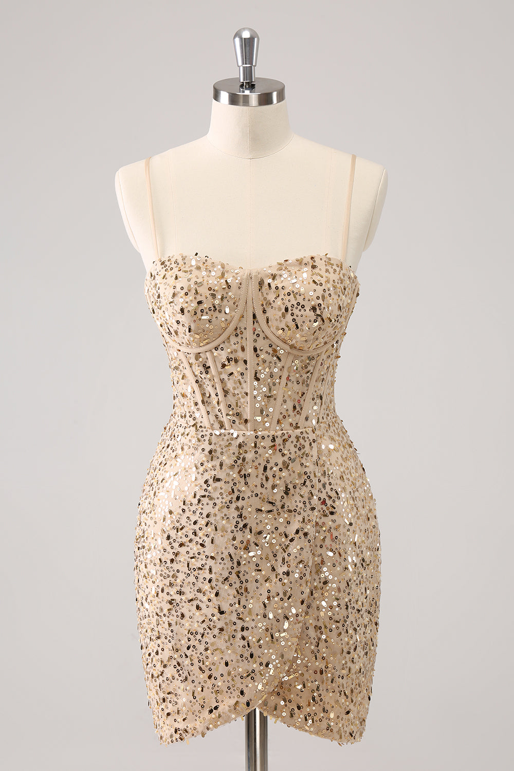 Wedtrend Women Stylish Golden Short Homecoming Dress Bodycon Spaghetti Straps Sequin Cocktail Party Dress WEDTREND Wedtrend Women Stylish Golden Short Homecoming Dress Bodycon Spaghetti Straps Sequin Cocktail Party Dress WEDTREND