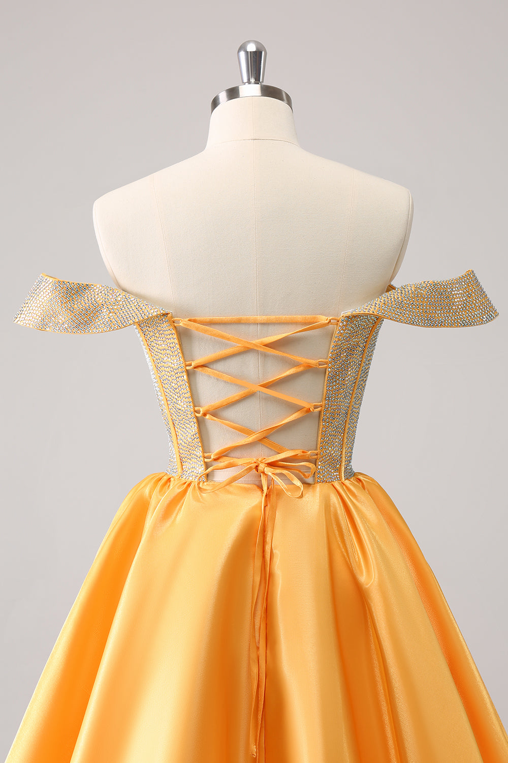 yellow off the shoulder homecoming dress Yellow Satin V-neck Off Shoulder Prom Dresses Short Homecoming Dresses
